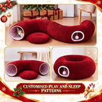Christmas Tree Cat Tunnel 36 in Donut Bed, Red, Flannel, Corduroy - Image 4