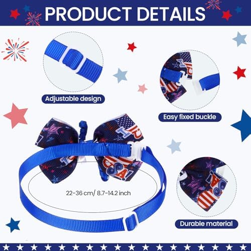 Huhumy 50 Pcs 4th of July Dog Bow Ties Patriotic Dog Collars Bulk - Image 4