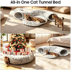 Cat Tunnel Bed for Indoor Cats, Peekaboo Cat Cave Donut Bed & Play Tunnel - Image 3