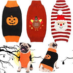 Sanwuta 3 Pcs Halloween Thanksgiving Christmas Dog Kint Sweaters Sets, L by Sanwuta