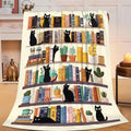 Black Cat Throw Blanket Book Cat Bookshelf Stuff Gifts for Kids Girls Boys Adults Women Men Soft Cozy Warm Plush Fluffy Fuzzy Fleece Blanket Decor 40''X50'' by Fuzawet