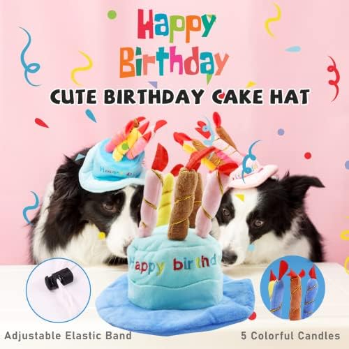 lilfrd 9Pcs Blue Dog Birthday Toy Set, Squeaky Hat Bandana Gift for Dogs - Image 4