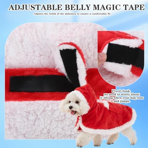 EXPAWLORER Dog Christmas Costume Winter Coat with Hat Fleece Cloak Cape Red - Image 5