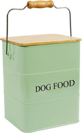 Dog Food storage container Dog Treats Jar,5~6 lb Metal food treats tin for Dog, pet snacks Canisters with wooden lid/handle/sevice scoop-Green