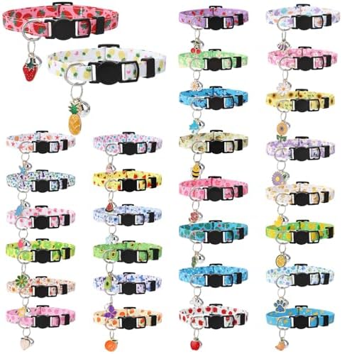 30Pcs Breakaway Cat Collars with Bells Adjustable Cat Collars by Guiqulai