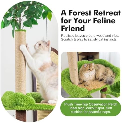 WOOCHPET Large Cat Tree with Condos and Hammock Tall Cat Tower - Image 5