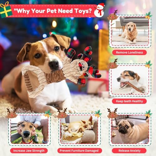 Christmas Dog Squeaky Toys, Stuffed Dog Chew Toy for Small and Medium Dogs - Image 6