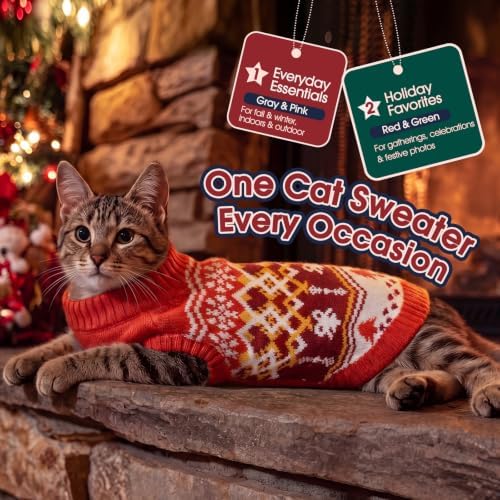 IECOii Christmas Cat Sweater for Cats, Kitten Holiday Sweater Ugly, XS-L - Image 7