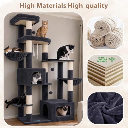 Gitelsnour 74.8'' Cat Tree Tower for Indoor Cats Large, Wide Base, GCT806G - Image 6