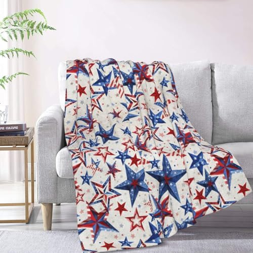 American Patriotic Fuzzy Throw Blanket for Women Men Girls Boys Soft Cozy Fleece Blankets for Bedroom Living Rooms Sofa Couch 50"x40" - Image 2