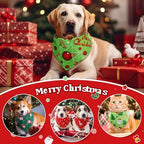 Preboun 50 Pcs Christmas Dog Bandanas Bulk, Red and Green Santa Snowmen - Image 6