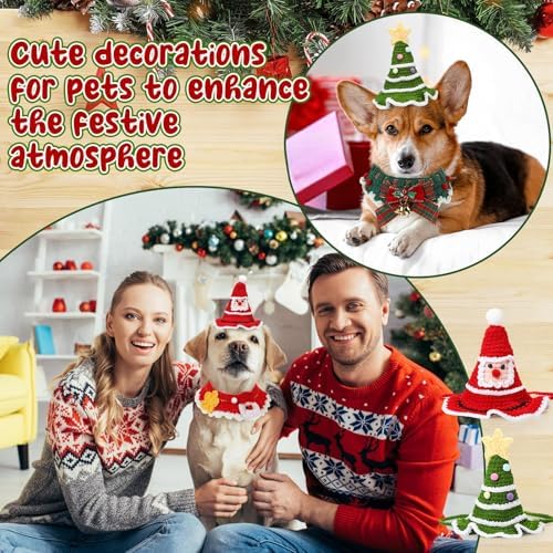 Geyoga 4 Pcs Pet Christmas Costume Suit Gift for Cat Dog, Classic Design - Image 6