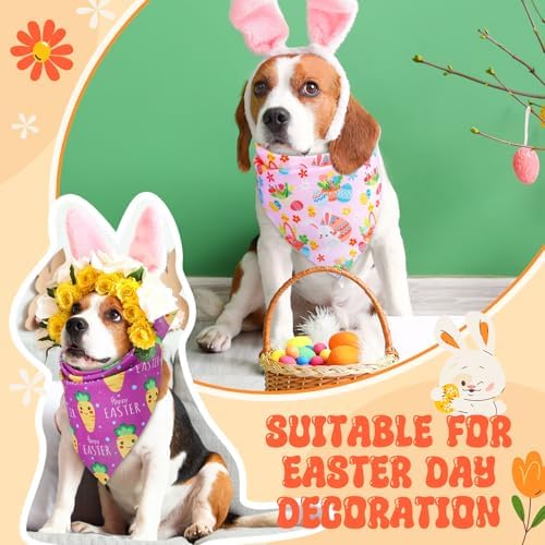 Preboun 50 Pcs Easter Dog Bandanas Bulk Bunny Dog Bandanas for Dogs Triangle Kerchief Bibs Scarf Set for Pet Costume Photo Props Accessories Pet Shops Adoption Events, 25 Styles(31.5 x 21.7 x 21.7) - Image 4