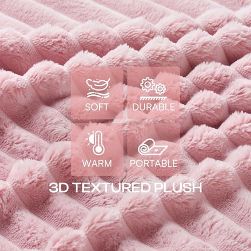 LINENLUX 1 Pack 3 Fleece Dog Blanket Soft Warm Cat Beige/Pink/Grey Small - Image 2