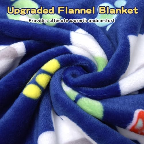 Rezutan Blanket for Large Dogs 3 Pack Elephant & Paw Print 40"x31" Blue - Image 2