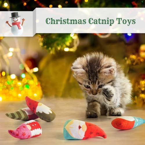 Christmas Catnip Toys Interactive Cats 5PCS Cat Nip Toy/Kitten Chew Plush Gift/Best Play Kick Stuff/Kitty Stuffed Teething Pillow/Cute and Soft Dental Gifts - Image 2