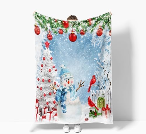 Christmas Throw Blanket Soft and Warm Throw Blankets for Couch Sofa Bed Winter Holiday Snowflakes Snowman Decorative Cozy Blanket Blanket 50"x60" - Image 4