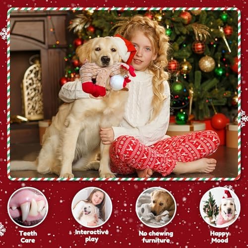 Dog Christmas Toys Plush Chew Toys for Dogs, Funny Reindeer Squeaky Dog Toy - Image 4