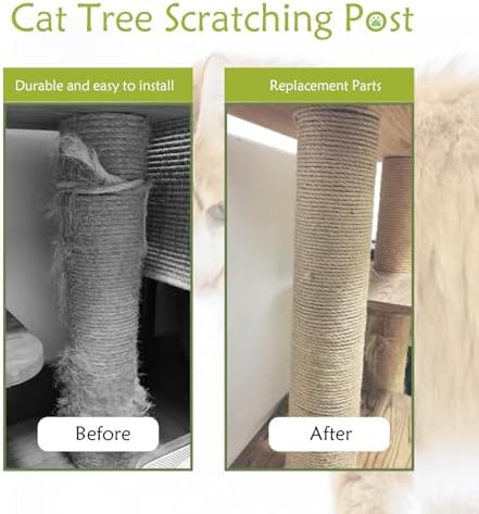 4 Pcs Cat Scratching Post Replacement for Indoor 15.7 x 3.1 Inches Cats Tree Replacement Parts Natural Sisal Cat Scratch Posts Refill Pole Part with M8 Screws Spare Cat Furniture Accessories - Image 5