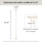 Lumizone 55.12" Extra Tall Pet Gate Extension Kit 4.13" Wide Cream | Extra Tall Cat Gate for Dog Doorway Hallway Stairs Pressure Mounted 1.37" Gap No Drilling