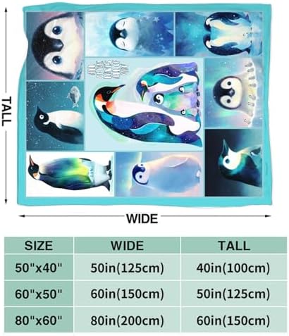 Penguin Blanket for Girls Women Boys Men Adults Kids Soft Cozy Fleece Cute Penguin Animal Throw Blankets Gifts Warm Flannel Plush Lightweight Decorative for Couch Bed Sofa 60"X50" - Image 7