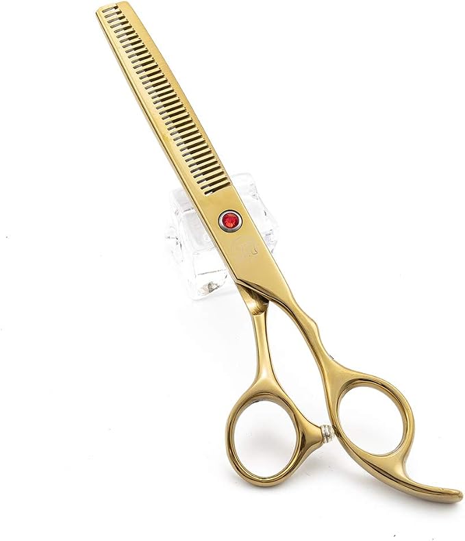Moontay Professional 7" Dog Grooming Scissors Set 4PCS, Gold | Straight, Upward Curved, Downward Curved, Thinning/Blending Shears for Dog, Cat and Pets, JP Stainless Steel
