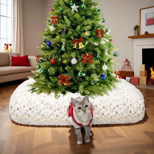 Extra Large Cat Tunnel Bed for Indoor Cats with Warm Mat, Cat Toys Cave Dount Tube for Xmas Decor White by Unknown