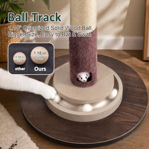 40" Cat Scratching Post, Monstera Leave Large Cat Scratcher Tree - Image 6