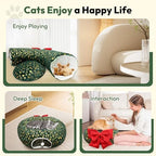 CHUN. F Comfort Green Cat Bed for Christmas Tree – Christmas Themed Cat Tube for Holiday Season –A Big Red Bow - Ultra-Soft Plush Velvet Cute Cat Bed - Image 7