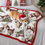 Christmas Fleece Blanket, Red Cat Christmas Trees Throw Blanket - Image 4