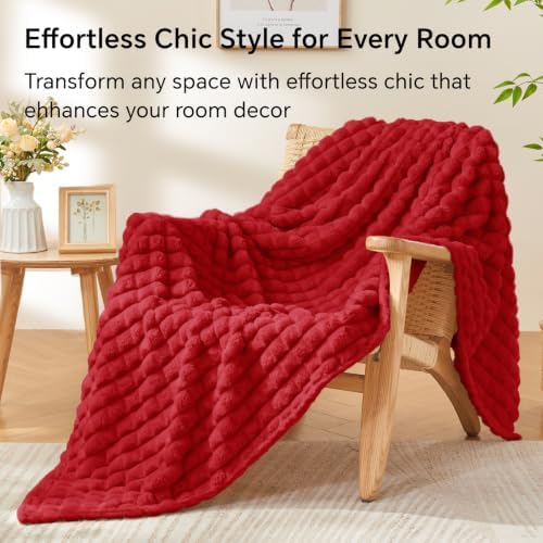 BEDELITE Red Fleece Twin Blanket for Couch Dorm Room Decor, 60x80 Inch - Image 4