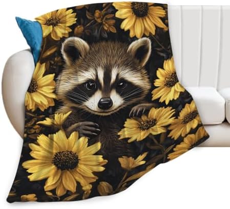 Raccoon Blanket Cute Raccoon Floral Throw Stuff Gifts 60"x50" by Unknown