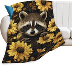 Raccoon Blanket Cute Raccoon Floral Throw Stuff Gifts 80"x60" by Unknown