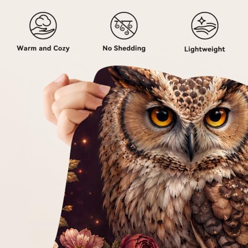 Owl Throw Blanket Gothic Floral Bird Gifts 50''X60'' - Image 7