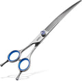 Left Handed Curved Scissors for Dog Grooming Professional 8 inch Long Downward Curved Shears Grooming for Poodle Large Dogs Pet 30°Japanese 440C Stainless Steel (8.0 curved)