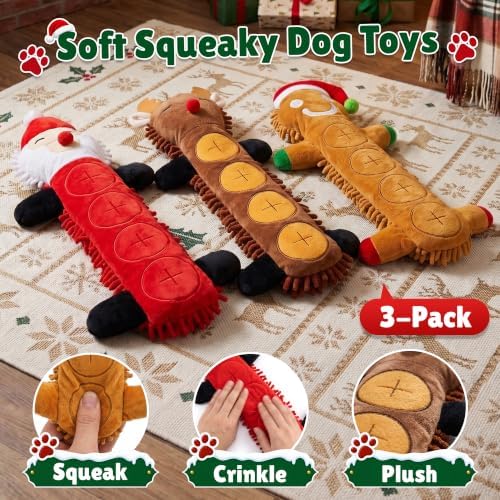 Christmas Dog Toys, Hide and Seek Squeaky Plush Set for Dogs - Image 2