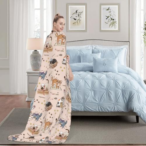 Cute Cats Flannel Fleece Throw Blanket, Cozy Soft Warm Blankets for Couch Bed Travel, for Women Men Kids 60"x50" - Image 2