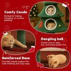 LUCKLIFE 52" Christmas Cat Tree with 2 Cozy Houses,Indoor Modern Cat Tower with Anti-Tip Kit,Plush Perches & Hanging Balls,Holiday Cat Climbing Furniture for Kittens to Play and Sleep - Image 5