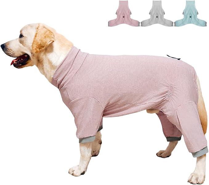 Dog Pyjamas PJS Sweater Clothes and Home Clothing Suitable for Medium to Large Breeds of Dogs, Dog Neutering Suits, Extra-Large Stretch Fabric, Four-Legged Clothes (Thin Pink, 4XL)