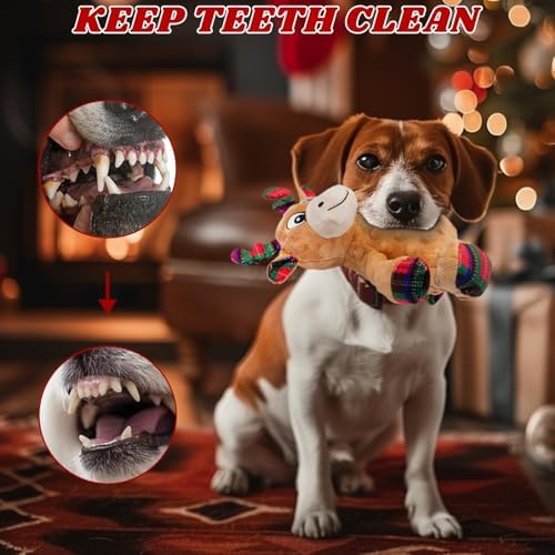 Christmas Dog Toys Squeaky Crinkle Sound Paper Tail, Stuffed Gift - Image 3