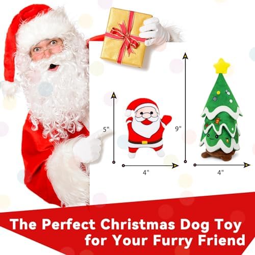 Christmas Dog Toy, Squeaky Crinkle Xmas Tree and Santa - Image 4