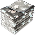 Tatuo 4 Pcs Fleece Dog Blanket for Puppy Cat, Dark Gray, 30 x 20.5 in, Paw by Tatuo