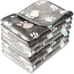 Tatuo 4 Pcs Fleece Dog Blanket for Puppy Cat, Dark Gray, 30 x 20.5 in, Paw by Tatuo