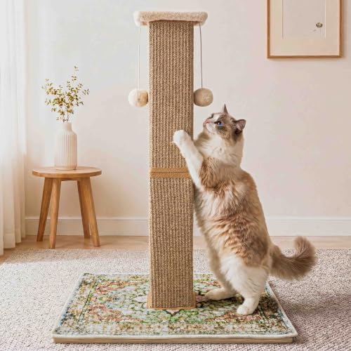 Tall Cat Scratching Post for Indoor Cats Adults with Carpet, Green by Unknown