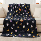 Gogreen Cozy Fleece Throw Blanket Halloween Decoration, Plush Ultra Soft Thick Flannel 300GSM Lightweight Travel Blankets for Couch Bed Sofa (Grey, 50x60 Inches) - U - Image 2