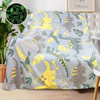 Personalized Dinosaur Glow in The Dark Blanket, 40"x50", Soft Fleece Throw for Boys and Toddlers by COMFAR