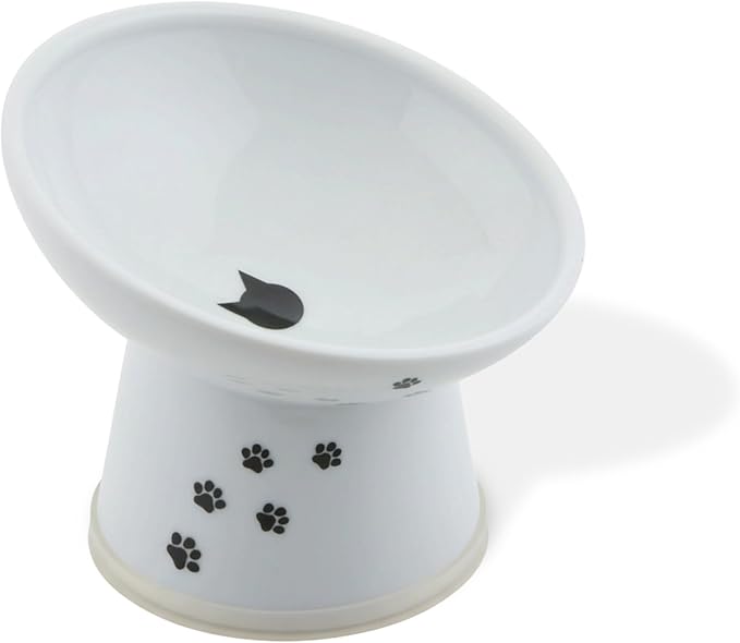 Necoichi Ceramic Elevated Cat Food Bowl, 15° Tilted (Cat, Regular Tilted)