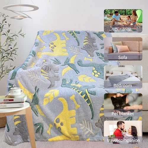 Dinosaur Glow in the Dark Blanket for Boys & Toddlers, 50"x 60" Soft Fleece Throw - Image 7