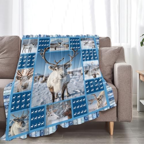 Reindeer Blanket for Girls Women Boys Men Adults Kids Soft Cozy Fleece Deer Moose Throw Blankets Gifts Warm Flannel Plush Lightweight Decor for Couch Bed Sofa 60"X50" - Image 6