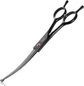 JASON Curved Dog Grooming Scissors - 7" Professional Round Tips Shears | Up-Curved, Black, Japanese Stainless Steel Hair Scissor for Dogs, Cats and Other Pets, Gift